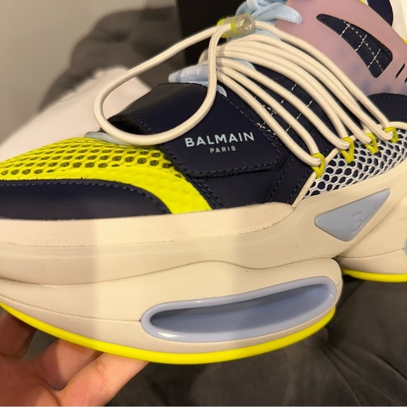 Size 42 Balmain B-bold Panelled Chunky Sneakers - Picture 12 of 15